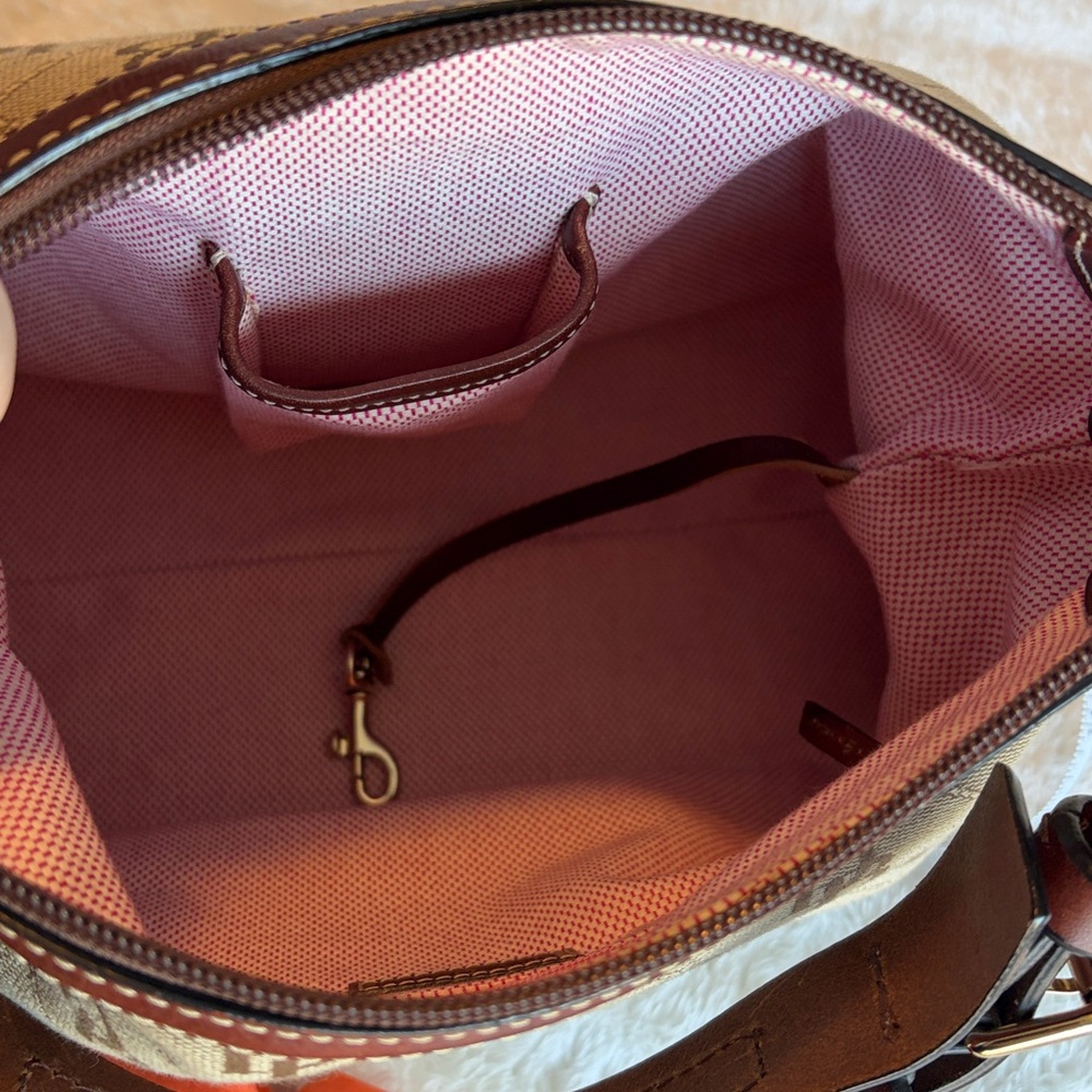 Dooney & Bourke Signature DB Monogram East West Slouch Bag | Leather Trim - Picture 13 of 14